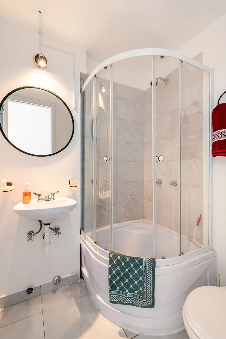 Modern bathroom with walk-in shower