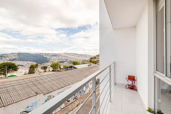Balcony with view over Quito and the Andes